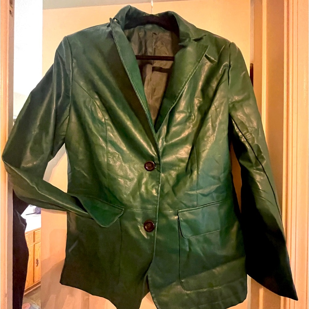 Emerald Green Size large Faux Leather Jacket